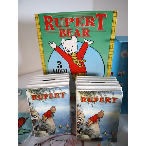 20 - Vintage Rupert Bear Collectors Pieces & Literature, including 1970's sealed box of tissues, Merrytho... 