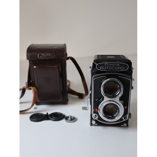 28 - Minolta Autocord TLR with 75mm f3.5 Rokkor in Citizen-MVL shutter in leather case