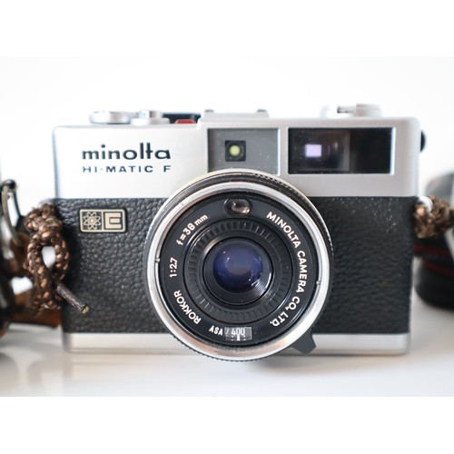 52 - Canon Dial 35 Half-frame Film Camera, Minolta Hi Matic F w/ Rokkor 1:2,7 38mm lens & Taron Rival w/ ... 