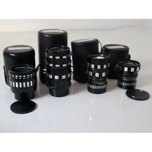 65 - Vintage Camera Lenses - Lithageon 24mm f4, Ennalyt 135mm f3.5, Travenar Macro 50mm f4, Travenar 135m... 