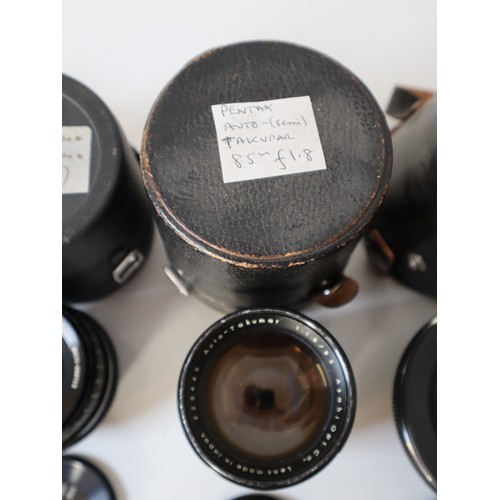 67 - Vintage camera lenses for Pentax - Takumar Auto - Semi 85mm f1.8, Flektoeon 20mm f.4. Sigma Macro 28... 