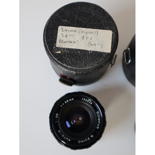 68 - Collection of vintage camera lenses Carl Zeiss Tessar 2.8 50mm (2), Edixa Iscotar 1:2.8 50mm, Traveg... 