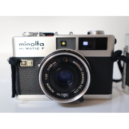 72 - Vintage Minolta Rangfinder 35mm Cameras - Hi Matic E, Hi Matic F, Minoltina S