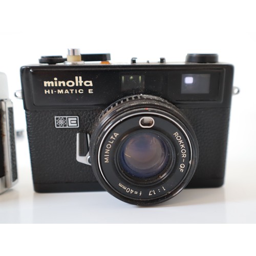 72 - Vintage Minolta Rangfinder 35mm Cameras - Hi Matic E, Hi Matic F, Minoltina S