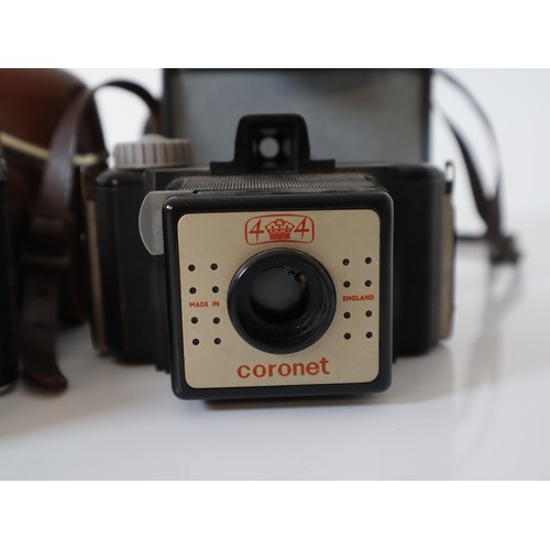 77 - Vintage Cameras - Zeiss Ikon Contessa, Coronet 4x4, Kodak Brownie Cresta, Coronet Victor