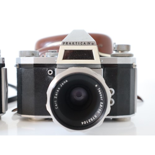 80 - Vintage Praktica 35mm Cameras - Praktica IV F w/ Travenon 1:4,5/135 R Camera Lens , IIa Carl Zeiss 5... 