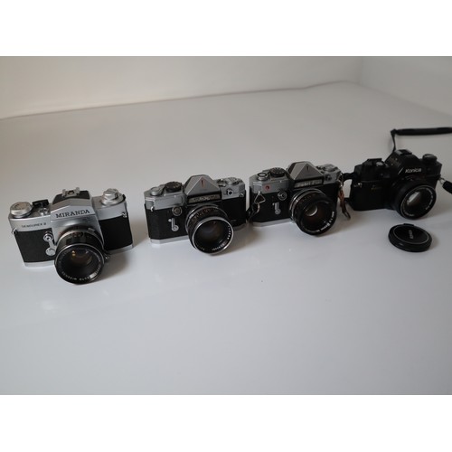 83 - Petri Flex V, Petri Flex, Miranda Sensorx II, Konica FP-1 Vintage 35mm Cameras