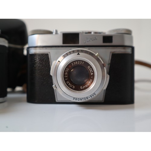 86 - Vintage 35mm cameras - Kowa Model E w/1:2 50mm lens, Iloca Quick B, Pedixa Prismat TTL w/ 1:2.8 50mm... 