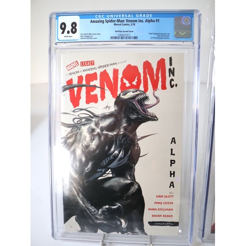 107 - Amazing Spider Man Venom Inc Omega 1 Variant Edition CGC 9.8 + Alpha 1 Dell'Otto Variant Cover CGC 9... 