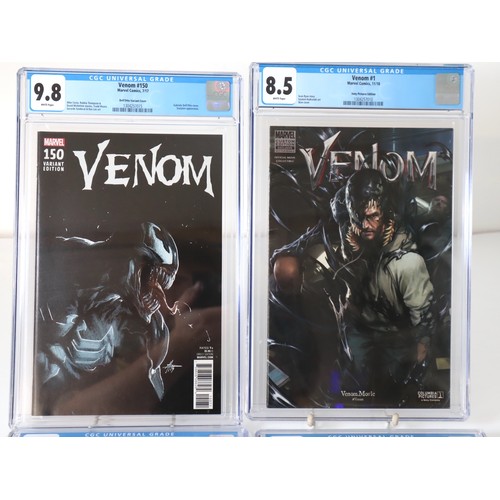 108 - Five CGC Graded Venom Marvel Comics - Venom 1 Sony Pictures Edition CGC 8.5, Venom 150 Dell'Otto Var... 