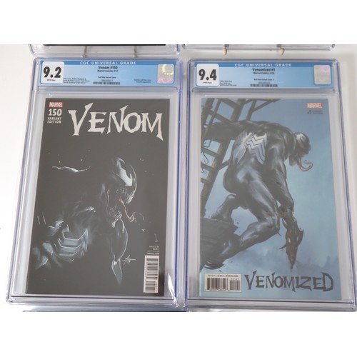 108 - Five CGC Graded Venom Marvel Comics - Venom 1 Sony Pictures Edition CGC 8.5, Venom 150 Dell'Otto Var... 