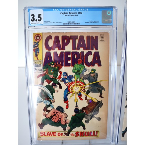 109 - 1968 Graded Marvel Comics - Avengers 53 June 1968 CGC 5.5 (2) , Captain America 104 August 1968 CGC ... 