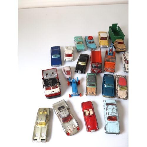 160 - A group of vintage Corgi & Dinky die cast metal model cars, planes and commercial vehicles