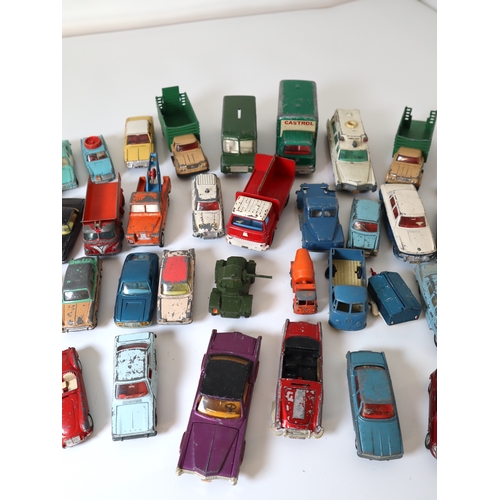 160 - A group of vintage Corgi & Dinky die cast metal model cars, planes and commercial vehicles