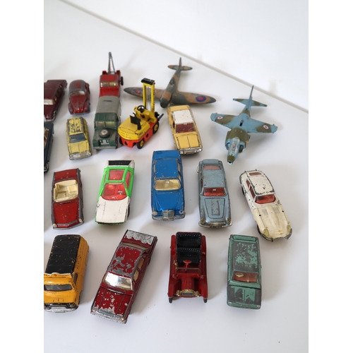 160 - A group of vintage Corgi & Dinky die cast metal model cars, planes and commercial vehicles