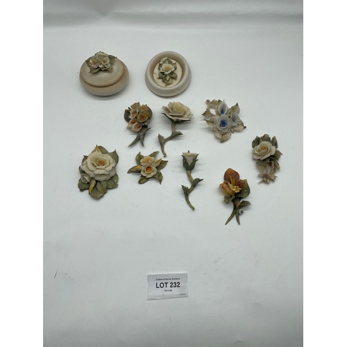 232 - Collection of floral inspired ceramics including Capodimonte
