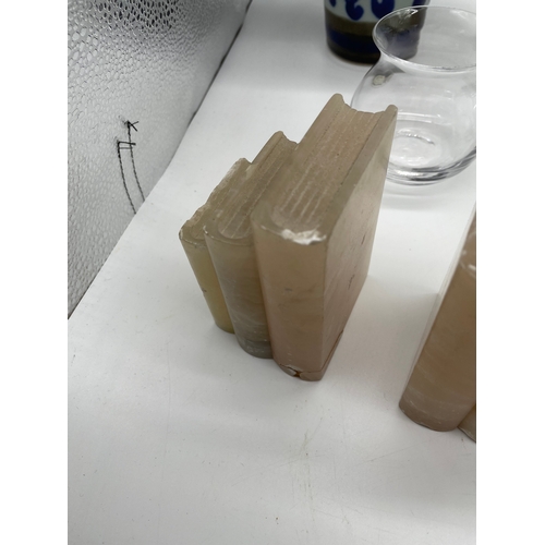 247 - A lot of miscellaneous ceramics/glassware and book ends