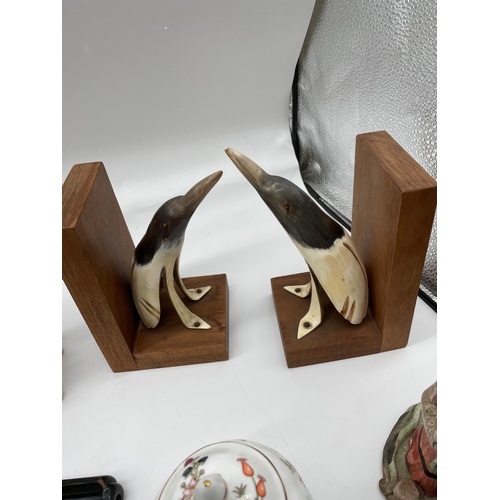 247 - A lot of miscellaneous ceramics/glassware and book ends