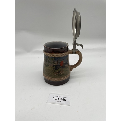 250 - Vintage Marzi and Remy fox hunting Pewter beer Stein