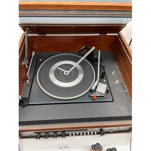 262 - Dynatron Ether stereo/Record player and speakers with wires/accessories