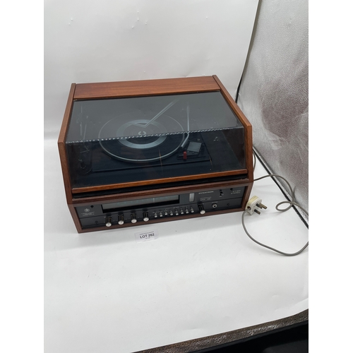 262 - Dynatron Ether stereo/Record player and speakers with wires/accessories