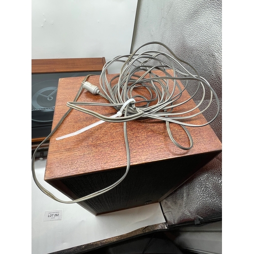 262 - Dynatron Ether stereo/Record player and speakers with wires/accessories