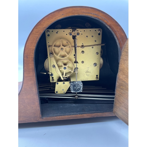 264 - Vintage German Haller Ornate inlaid mantle clock