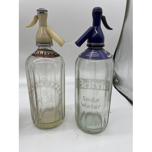 265 - Two Vintage sode syphons, Ceramic Tallamore dew wiskey Jug and German Mug