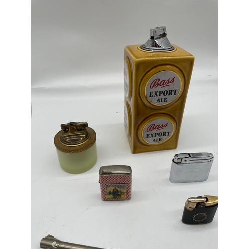 270 - Interesting collection of lighters including branded Bass Export Ale
