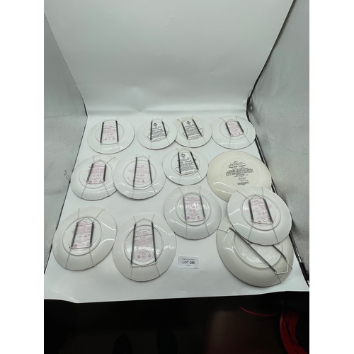 286 - Thirteen collectable plates including Royal Albert, Wedgewood