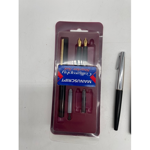 287 - A lot of Parker Fountain and Manuscript Calligraphy pens