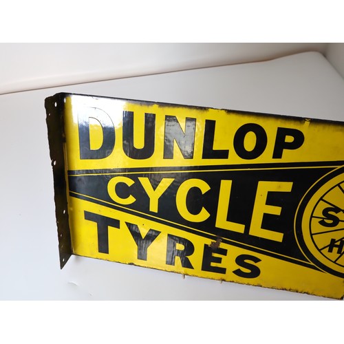 149 - 1920-30's Vintage Dunlop Cycle Tyres enamel advertising sign, Double sided & manufactured by Griffit... 