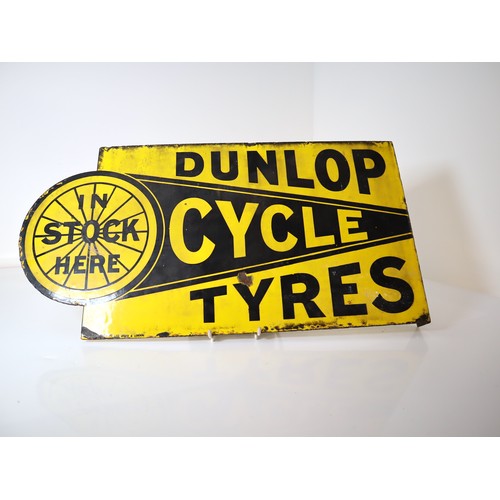 149 - 1920-30's Vintage Dunlop Cycle Tyres enamel advertising sign, Double sided & manufactured by Griffit... 