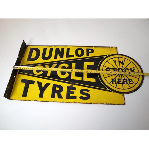 149 - 1920-30's Vintage Dunlop Cycle Tyres enamel advertising sign, Double sided & manufactured by Griffit... 