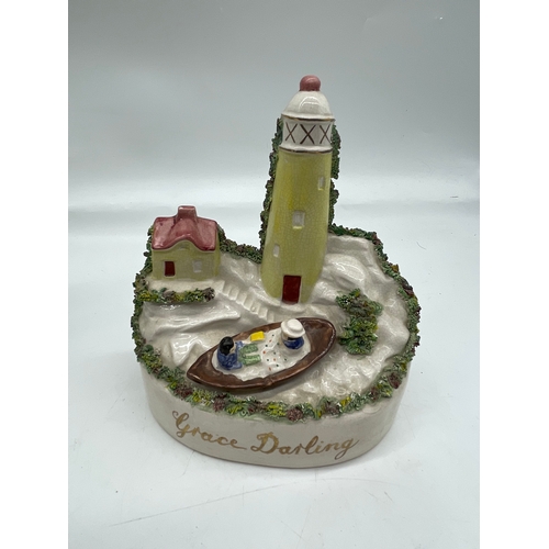 290 - Three ceramic ornaments including Royal Doulton 'The old Balloon seller', 'The Puppet maker'