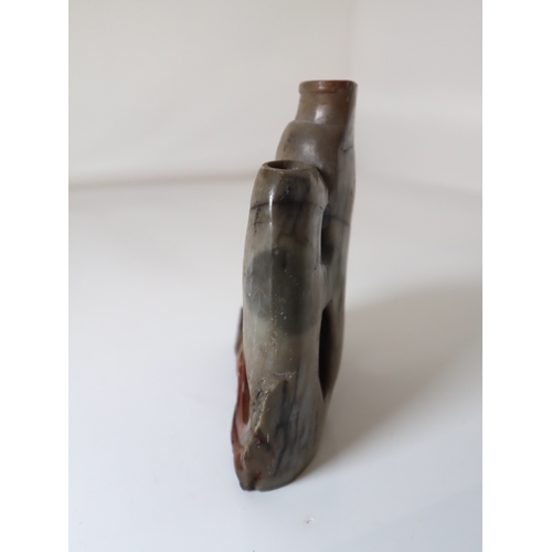 147 - Vintage Oriental carved soap stone ornament 16cm x 17cm