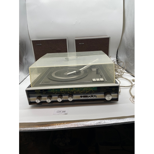 296 - Phillips Stereo record player and speakers