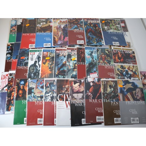 114 - Marvel Comics - Large group of Civil War Story arc comics Fantastic Four, Spider Man, Black Panther,... 