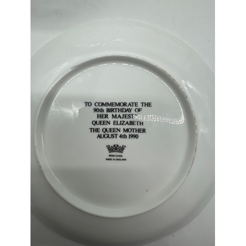 298 - Two commemorative ceramic plates, tray and glass fruit ball