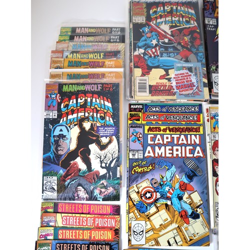 115 - Large collection of 1980-1990's Captain America Comics including story arcs Man & Wolf, The blood st... 