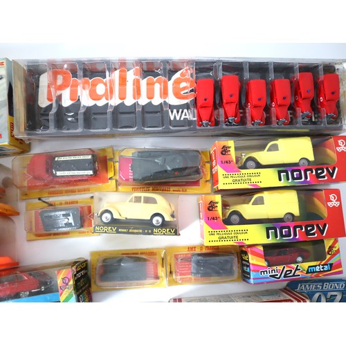 151 - Group of boxed 1970-80's Metal & Platci model cars - Norev, Corgi, Impy, Majorette, Praline, etc
