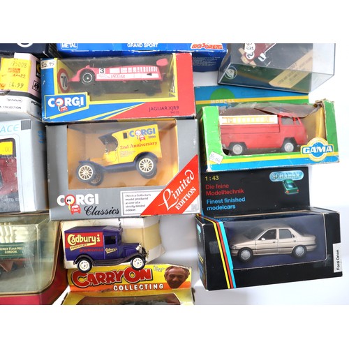 154 - Group of boxed Corgi, Gama, Solido, Quartzo + Japanese models cars / racing / transport vehicles fro... 