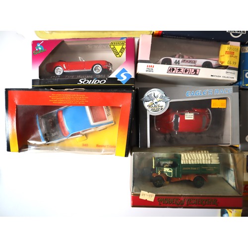 154 - Group of boxed Corgi, Gama, Solido, Quartzo + Japanese models cars / racing / transport vehicles fro... 