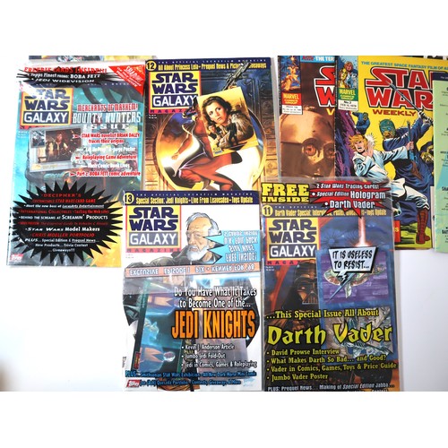 162 - Collection of Star Wars Weekly Magazines some complete with Topps Trading Cards , Comics, Poster , S... 