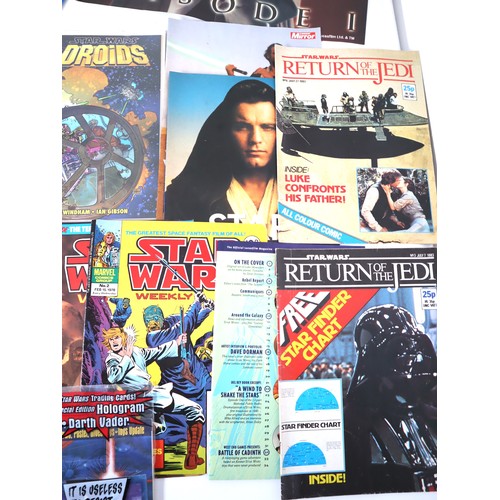 162 - Collection of Star Wars Weekly Magazines some complete with Topps Trading Cards , Comics, Poster , S... 