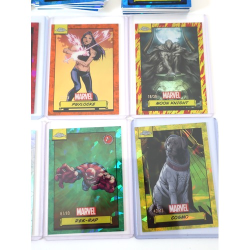 173 - Topps Chrome Marvel TCG : Various cards from series including numbered parallel cards 19/39 Moon Kni... 