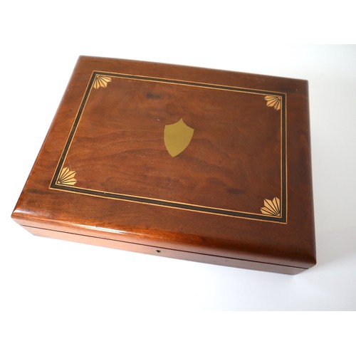 179 - Beautiful Edwardian inlay cutlery case by Elkington & Co with Silver plate and bone handles knives &... 