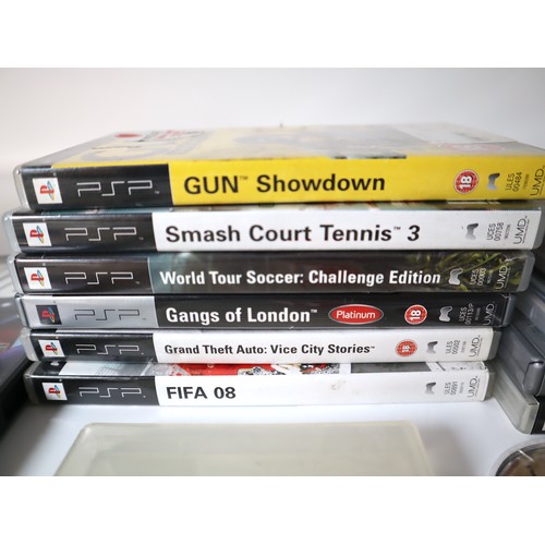 55 - A group of Playstation 2, PSP + other games some loose, includes Playstation, xbox controller & gun