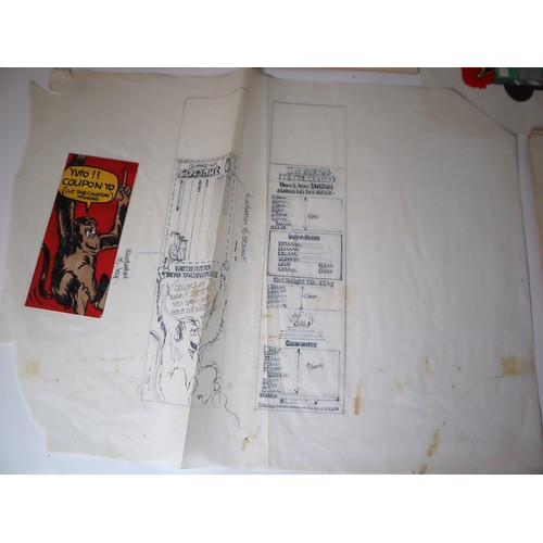 1 - A rare opportunity -  Original artist drafts for Tarzan Quake Up Jeep Promotion from 1975 including ... 