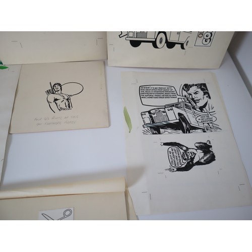 1 - A rare opportunity -  Original artist drafts for Tarzan Quake Up Jeep Promotion from 1975 including ... 